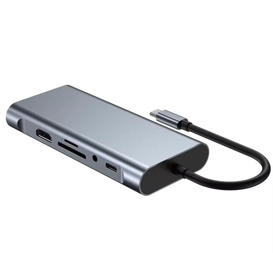 Hub USB-C 11-en-1 Multiport - HDMI VGA RJ45 USB 3.0 Lecteur SD/TF Audio - Adaptateur Type-C