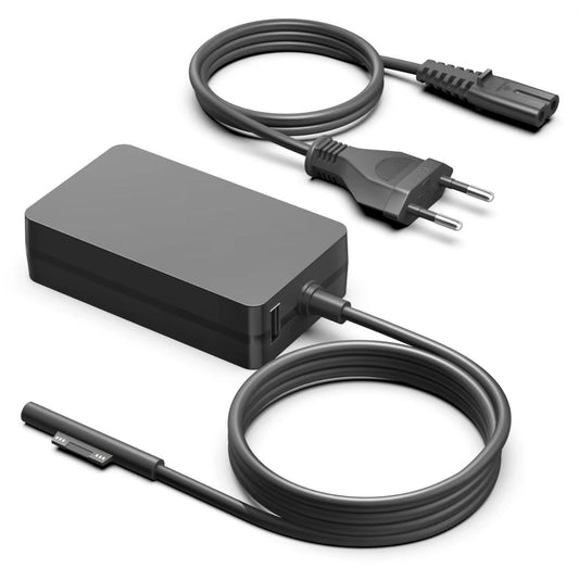 Chargeur Microsoft Surface Pro Embout Magnétique Surface Connect – Adaptateur Secteur Microsoft Surface Pro 3 / 4 / 5 / 6 / 7 / 8 / X & Laptop (65W avec Port USB)