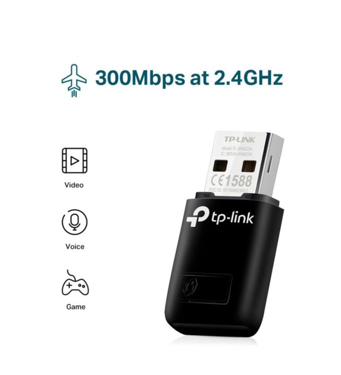 TP Link TP-Link TL-WN823N - Clé Wi-Fi USB 300 Mbps Mini Adaptateur Sans Fil pour PC & Laptop