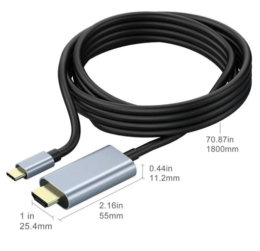 Câble USB Type-C vers HDMI 4K Ultra HD 1M – Compatible MacBook, PC Portable, Smartphone, Tablette et TV
