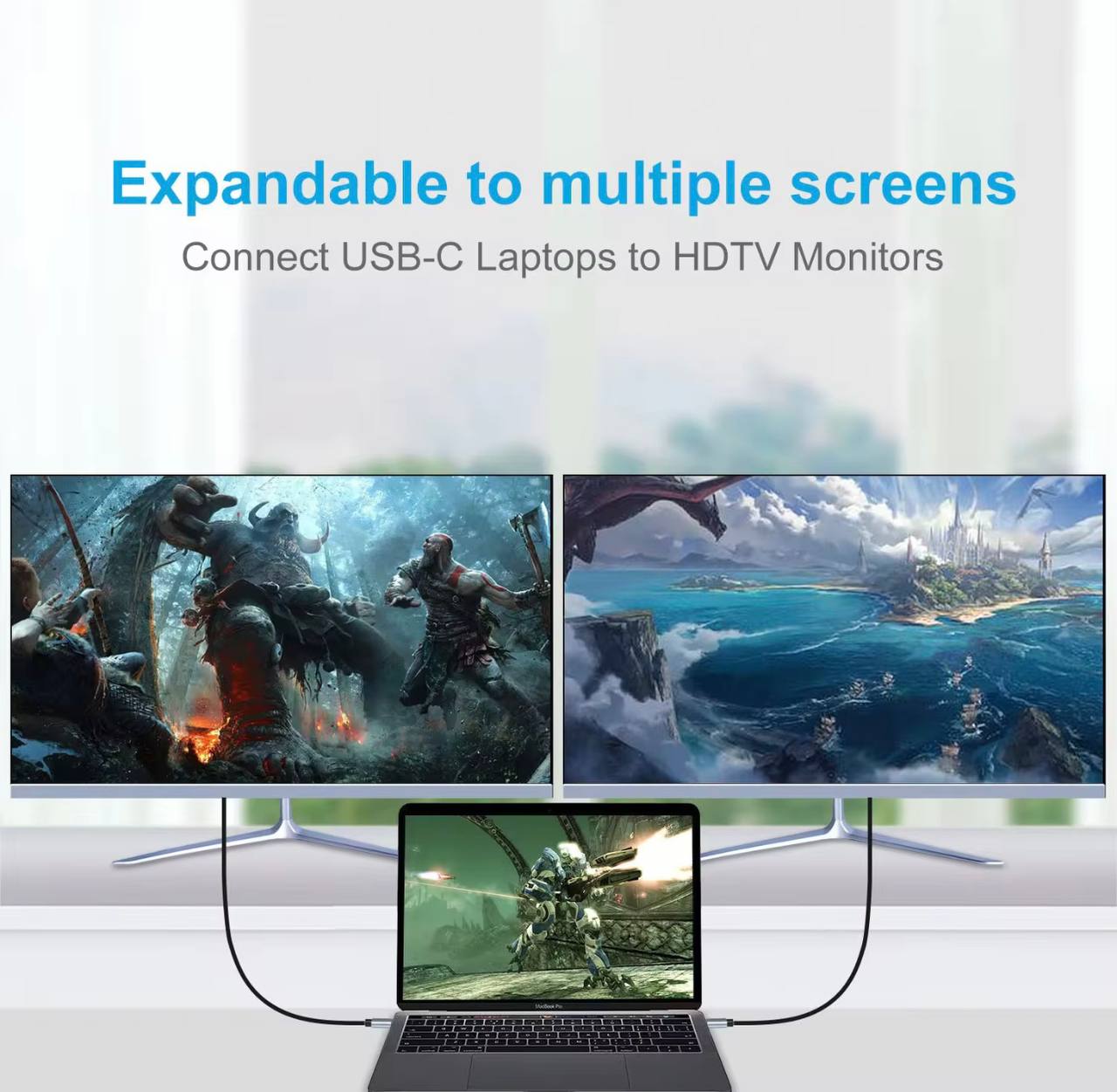Câble USB Type-C vers HDMI 4K Ultra HD 1M – Compatible MacBook, PC Portable, Smartphone, Tablette et TV