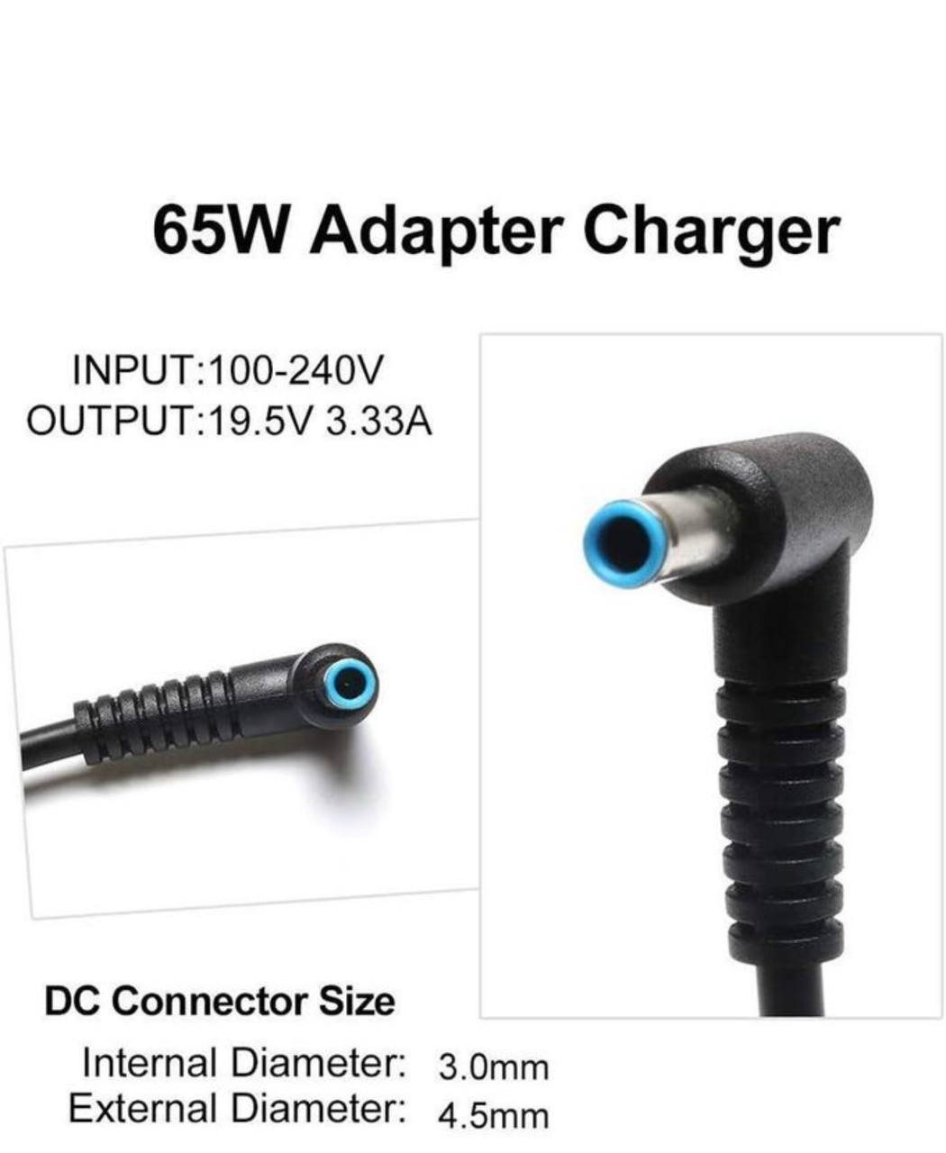 Hp Chargeur d’ordinateur hp 15 petits bouts bleu tension 100-240V 50/60HZ 19.5V 2.31A 65w