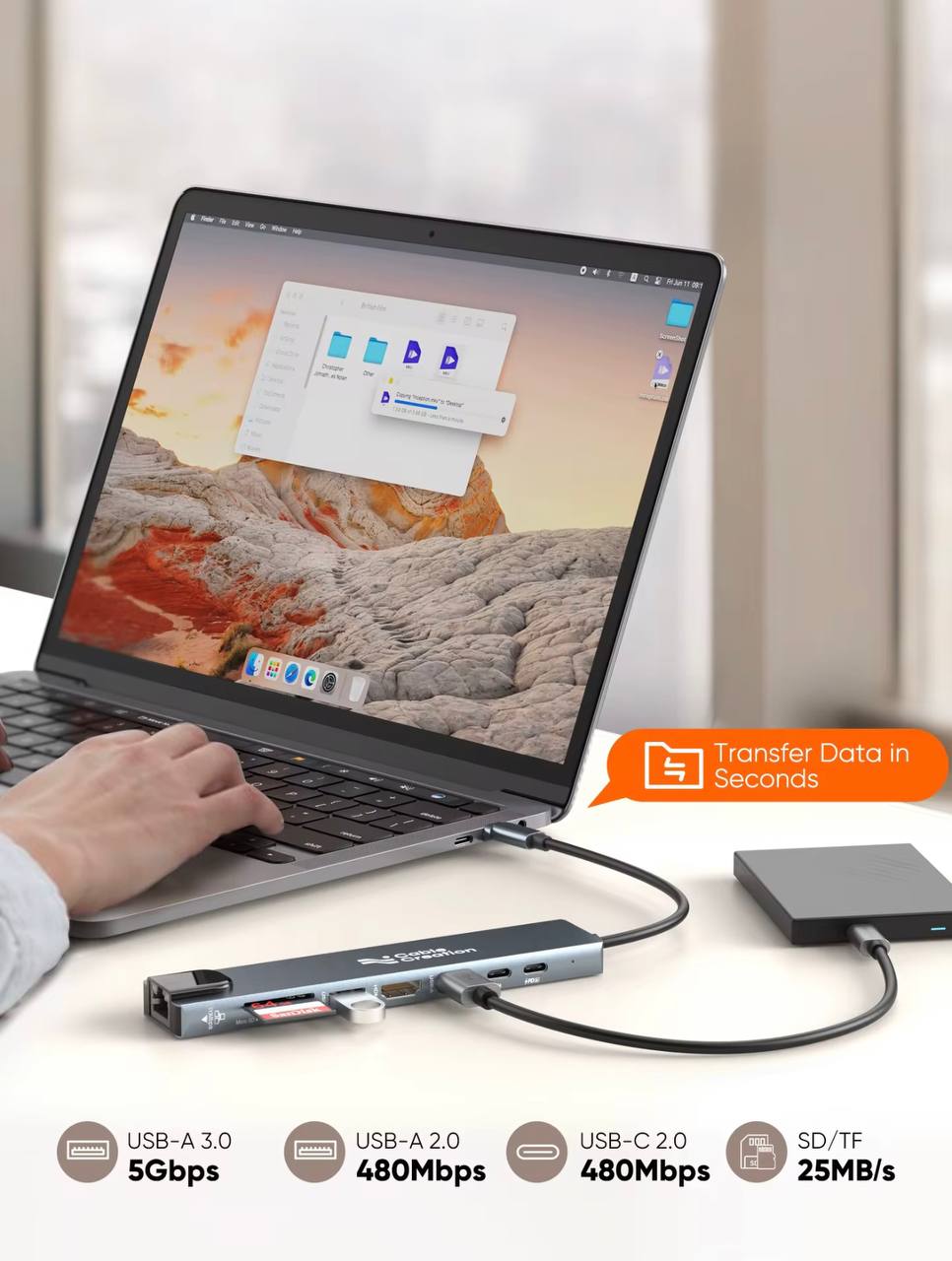 Adaptateur 8 en 1 hub USB-C type c