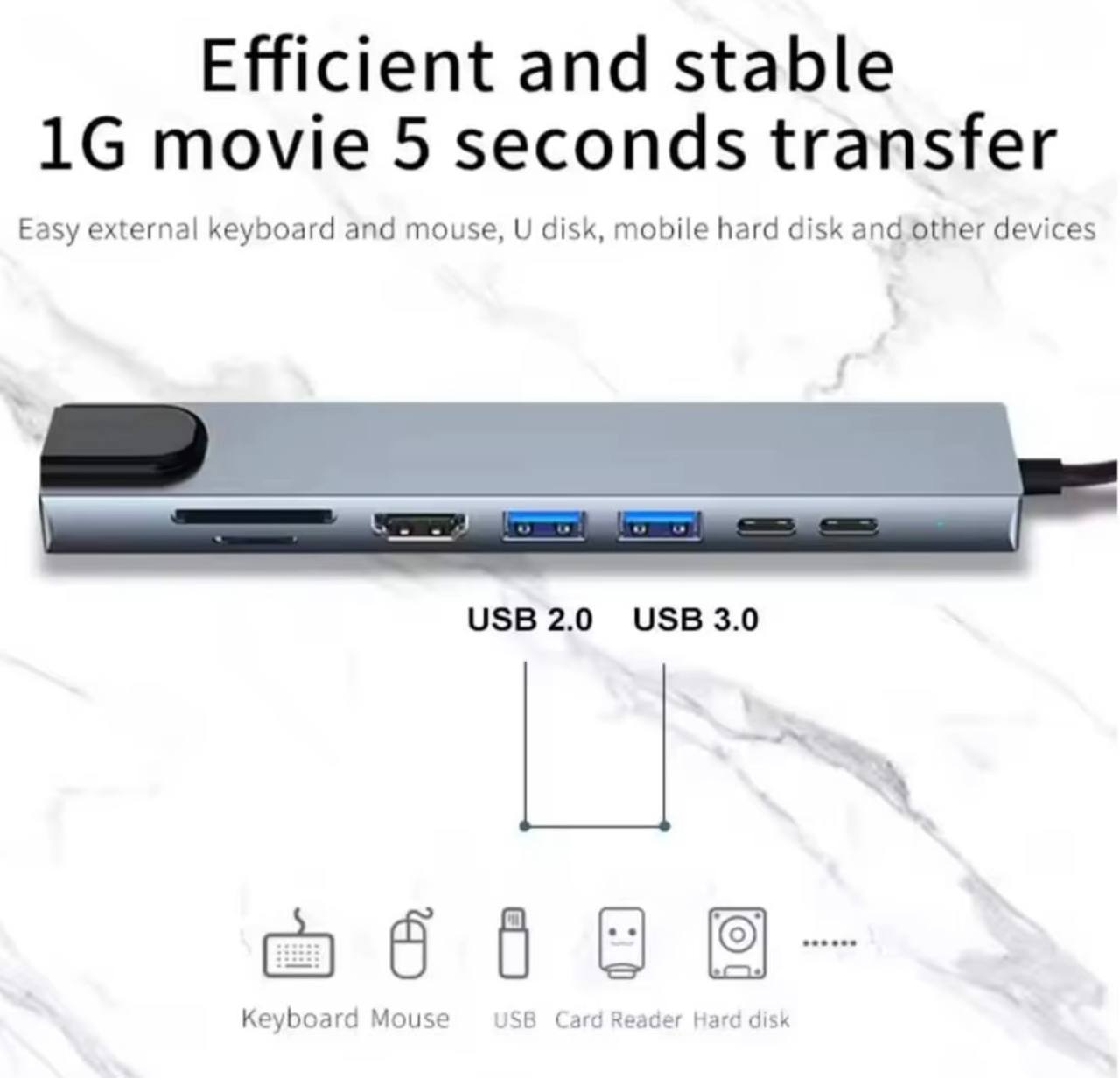 Adaptateur 8 en 1 hub USB-C type c